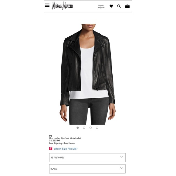 IRO Han Black Lambskin Leather Zip Moto Jacket